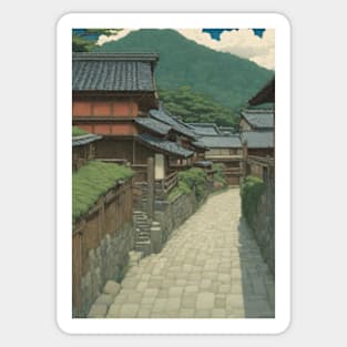 beautiful street of japan kawase hasui style art Sticker